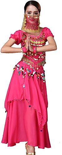 Astage Damen Tribal Röcke Bauchtanzkostüm Halloween Festival Partykleidung Hotpink