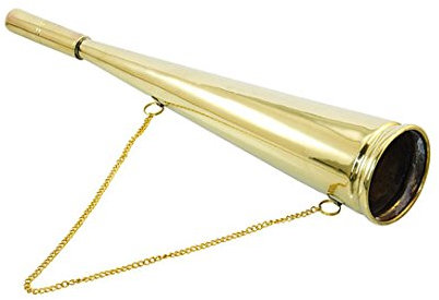 Yacht Steel Signalhorn, 330mm, mit Kette, Messing poliert