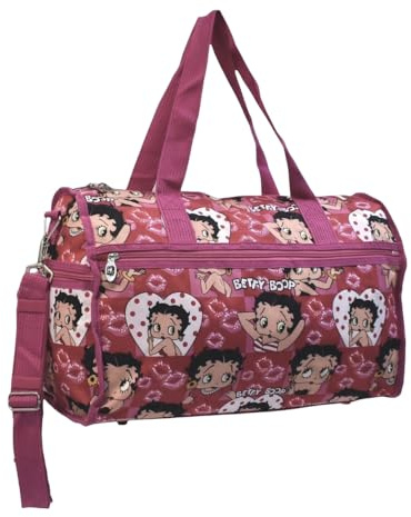 Betty Boop Large Duffle Bag Made of Durable Microfiber.