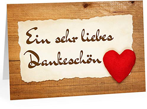 XXL Dankeskarte (A4) | Herz rustikal | mit Umschlag | edle und hochwertige Klappkarte | Als Dankeschön | Große Karte um Danke zu sagen | Maxi Danksagung | Karte | Überformat