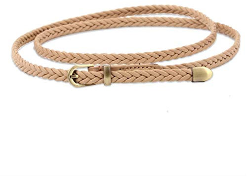 NUREINSS Frauen Geflochtene Taille Gürtel Dünne Gewebte Bund für Kleid (Khaki)