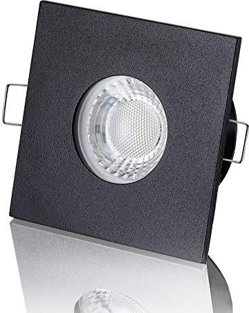 lambado® Premium LED Spots IP65 Flach für Badezimmer in Schwarz - Moderne Deckenstrahler/Einbaustrahler für Außen inkl. 230V 5W Strahler warmweiß dimmbar - Hell & Sparsam