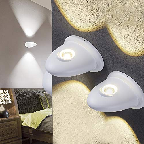 Doppelkopf LED Wandlampe 10W 3 Dimmbares Nachtlicht Wandleuchte Bar Veranda Wanddekor Deckenleuchte (2 pack)