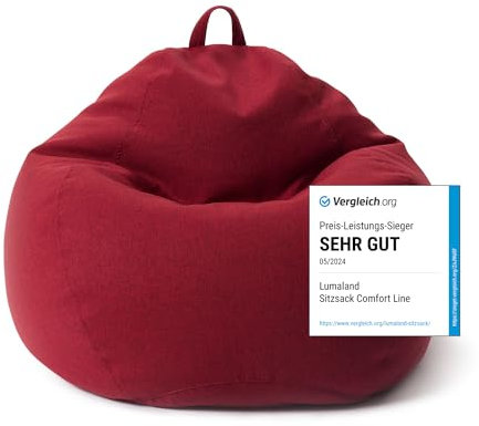 Lumaland Sitzsack Comfort Line | Indoor Beanbag 70x80x50cm mit mehr als 1 Mio. anpassbaren EPS-Perlen | Weiches & Komfortables Bodenkissen | Sessel für Kinder & Erwachsene | 120 L Volumen [Rot]
