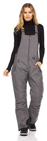 Arctic Quest Damen-Skihose, Latzhose, isoliert, wasserabweisend, Snowboarden, Winter, wasserdicht, Grau meliert, 2X