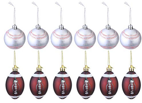 PRETYZOOM 12 Stücke Baumkugeln Weihnachtsbaumkugeln Christbaumkugeln Basketball Fußball Weihnachtskugeln Christbaumanhänger Weihnachtsbaum Anhänger Weihnachtsdeko Kugeln für Xmas Deko