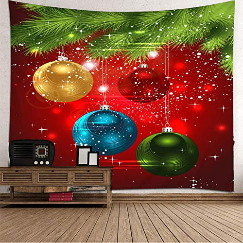 Banemi Wandteppich Trippy, Baum mit Weihnachtskugeln Rot Grün Blau Polyester Tapisserie Anime 240X220cm