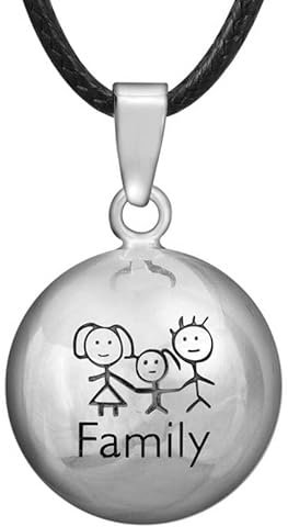 Pinch-Perles Bola Family couleur argent cordons 115 cm chaine en acier inoxydable de 75 cm pour les femmes enceintes idée cadeau originale pour amies votre famille, collègues, pendentif de qualité