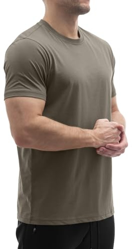 Sixlab® Herren Fitness T-Shirt aus Stretch-Baumwolle, Sportshirt für Gym, Training & Freizeit, Regular Fit (S, Olive)