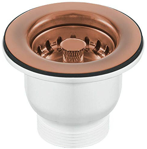 Taps2Traps™ 85mm Copper Belfast Kitchen Sink Basket Strainer Waste - Fits 60mm Hole