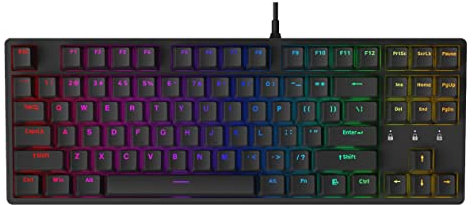 SILVER MONKEY X® SMGK1000 Kailh Brown RGB Gaming-Tastatur| TKL Tenkeyless | HotSwap Einfacher Tastenwechsel | Mehrfarbige Beleuchtung | Anti-Ghosting | Kabelgebunden USB-C | für Spieler | Keyboard