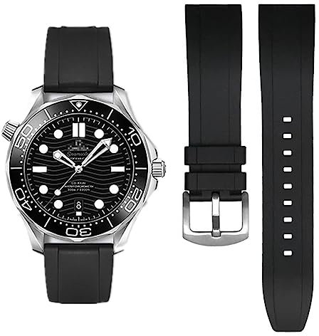 AIYIRUO FKM Gummi Uhrenarmbänder Kautschuk Fluorkautschuk armband 19mm 20mm 21mm 22mm Weich und langlebig Schnellverschluss Uhrenarmbänder Ersatzarmband Kompatibel mit Omega,
