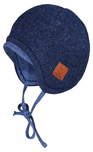 maximo GOTS Baby-Mütze,Wollfleece kbT Jerseyfutter KBA, Bindeband Made in Germany Wollfleece