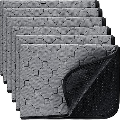 6 Stück Waschbare PIPI Pads Wiederverwendbare Urin Unterlage rutschfeste Trainingspads wasserdichte Trainingsunterlage Welpen Unterlage für Haus Reise Transportbox (Grau, 47 x 60 cm)