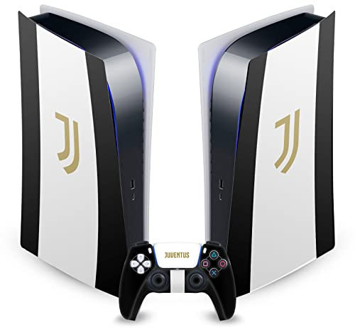 Head Case Designs Offizielle Juventus Football Club Black Stripes Kunst Vinyl Frontplatte Haut Gaming Aufkleber Abziehbild kompatibel mit Sony Playstation 5 PS5 Digital Console & DualSense Controller