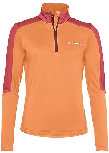 VAUDE Damen dünner Fleecepullover Livigno Halfzip II, angenehm warm, schnelltrocknend, atmungsaktiv, Sweet orange, 46