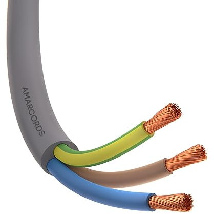 Amarcords - Cavo di alimentazione tripolare sezione 3x2,5mm colore GRIGIO. Cavo tipo FROR, 10 metri
