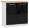AKORD | Küchenschrank mit Arbeitsplatte - Oliwia S80 | Küchenunterschrank mit 2 Türen und 2 Einlegeböden | Unterschrank Küche 80 cm Breit | ABS-Kante 18 mm | 46 x 80 x 85 cm | Weiß | Schwarz Glanz