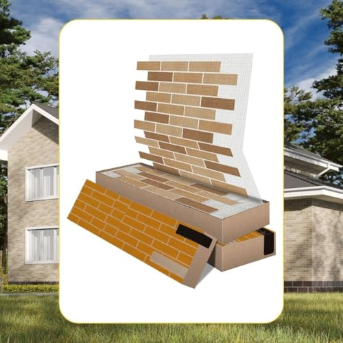 AMK-Fassadenverkleidung - Fassadenpaneele – Hochwertige Paneele für Innen & Außen, Dekorative & witterungsbeständige Fassadenverkleidung, (9 m² Set) (Mix-Sand)