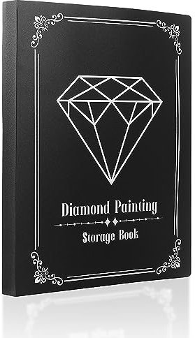 SupLetsico Diamond Painting Bilder Album, A3 Diamond Painting Mappe Mit 60 Klar Sichthüllen, Sichtbuch in A3 für Aufbewahrung Diamant Painting Malerei Bilder (Schwarz fasst 60 Blatt)