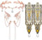 Otuuz Elfen Kostüm Accessoires für Damen Elfen Ohrringe Tiara und Handstulpen Elfenkrone Schmuck Strass Blätter Krone Elfen Ohrclips Armstulpen für Hochzeit Braut Fee Kostüm Cosplay