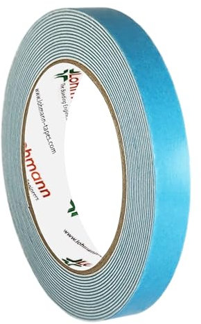 KLEBESHOP24 Duplocoll 918 | Doppelseitiges Spiegelklebeband | Abmessung wählbar | 1 mm dick | Aus weißem PE-Schaum | Hochqualitatives Montageklebeband von Lohmann / 12 mm x 5 m