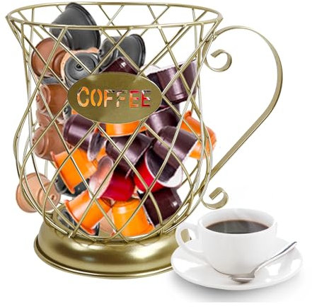 QUTHZZHY Cestino da caffè, porta cialde, porta bicchieri K, cialde espresso, contenitore K per banchetti(Oro)