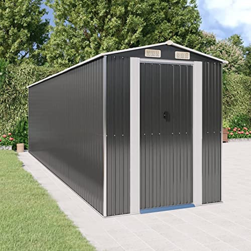 BaraSh Geräteschuppen Anthrazit 192x689x223 cm Verzinkter Stahl GeräTehäUser Fahrradgarage