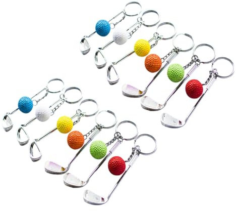 Yardwe 12pièces Porte-clés De Golf Forme De Balle Design Suspendu Pour Cartable Décoration Clé Sportive Unique