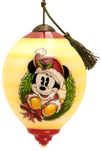 Hallmark Ne'Qwa Disney Mickey Mouse Weihnachtsschmuck, handbemaltes, mundgeblasenes Glas