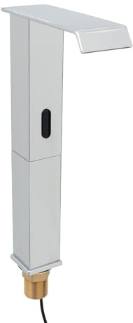 Robinet cascade à capteur infrarouge élevé - En laiton - Robinet de lavabo automatique avec valve de température réglable - Mitigeur sans contact - Argenté