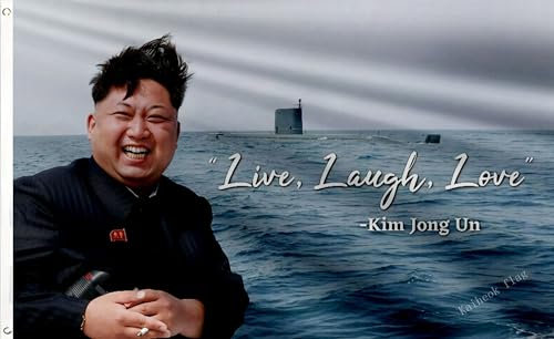 Kaiheok Flagge Kim Jong Un Live Laugh Love Flaggen 3x5Ft/90x150cm Polyester mit vier Metallösen - Canvas-Header und doppelt genäht.