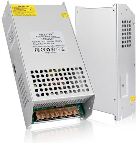 VIXKPIRR DC 24V 50A 1200W Fuente de Alimentación Transformador 220V CA a CC 24V Convertidor 50A 1200W Alimentacion Adaptador para 24Volt LED lámpara Motor Bomba CCTV Cámara Seguridad Car Stereo