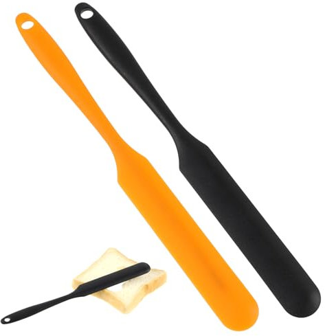 2 Stück Silikon Teigschaber Spatel Klein Lange Griff Spatel Back Hitzebeständig-Spatel Set Küche Spatula für Kochen Backen Rühren