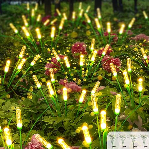 A.bigwhale Solarlampen für Außen Garten, Solar Gartenleuchten Warmweiß Glühwürmchen, 4 Stück Wasserdicht Solarleuchten Gartendeko, Solar Deko für Draußen Terrasse Rasen Hof Wege Balkon Outdoor