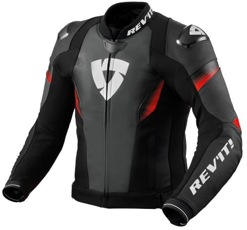 REV'IT! Revit Control perforierte Motorrad Lederjacke, schwarz/rot, 54