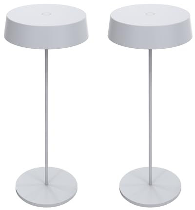 Palmina 901,2 Led Tischlampe Dimmbar,4400mah Led Tischlampe Kabellos, IP54-Schutz, Lampe Für Den Innen-/Außenbereich, Geeignet Für Abendessen, Lesen, Schlafzimmer, Garten Und Vieles Mehr/Weiß