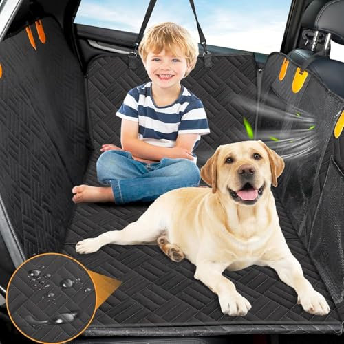 LOOWARTS Hundedecke Rückbank, Rücksitzverbreiterung Mit Stabiler Hartholzbrett, Wasserdicht Kratzfest Sturzprävention Hundematte für Auto, SUV, LKW
