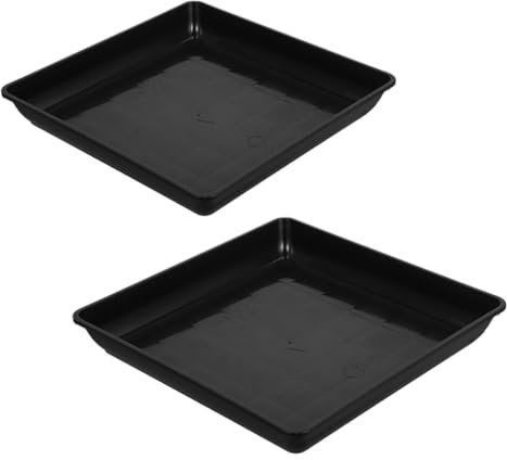 POPETPOP 2pcs Square Plant Saucer: Plastic Plant Pot Tray 16 Inch Black Plant Water Drip Tray Pot Water Catcher Saucer