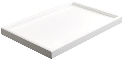 SANZIE Wood Tray Desktop Storage Organizer Premium Serving Wooden Tray Decorative Tray Valet fit for Sundries Cosmetics Keys Phone Wallet Cutlery (White, Medium)