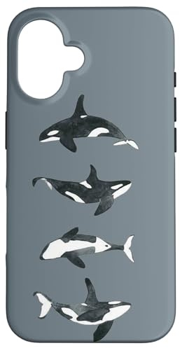 Orca Wale Tauchen und Springen Lustiger Orca auf Grau Hülle für iPhone 16