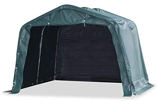 IKAYAA Capannone di Stoccaggio Portatile all'Aperto Tendone Bestiame Rimovibile Garage Auto per Esterno Tendone Garage per Auto in Acciaio e PVC-3.3 x 3.2 m