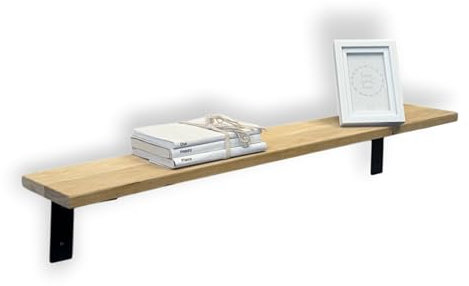 MKGT Oak Radiator Shelf | Solid Oak Wood with Brackets | Rustic Shelves for Hallway Fireplace | Wall-Mounted Floating (40 cm)