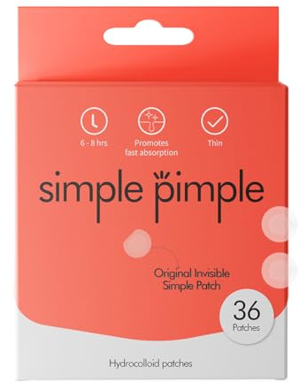 Simple Pimple Original Cerotti Brufoli con Acido Salicilico 36 Pezzi | Cerotti per brufoli con tea tree, centella asiatica e acido salicilico. Assorbe e protegge, fino a 8 ore.