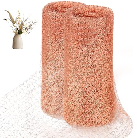 OFFCUP 2pcs Filet en Cuivre Grillage Anti Rongeur, 3Mx12.7CM Grillage en Cuivre 100% Maille de Cuivre Contre Escargot Oiseaux Anti-Limaces et Insectes pour Protection du Jardin