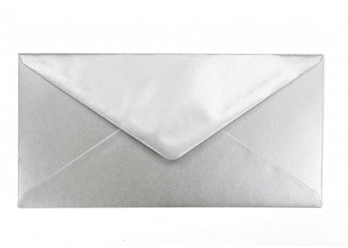 Kuvertwelt Umschläge DIN Lang (220 x 110 mm), Nassklebung - Silber | Stabile Papierumschläge im 100er-Pack mit Nassklebung für Einladungen, Rechnungen und Grußkarten.