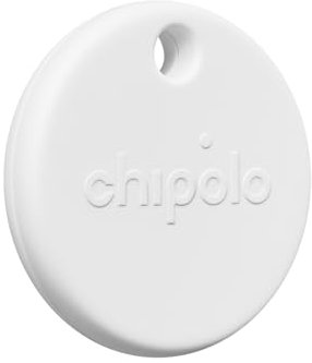 Chipolo POP Schlüsselfinder – Farbenfroher, kompatibler und lauter Bluetooth-Tracker mit Ruf Dein Handy an & Außer-Reichweite-Warnungen, kompatibel mit Apple Find My oder Find Hub von Google - Weiß