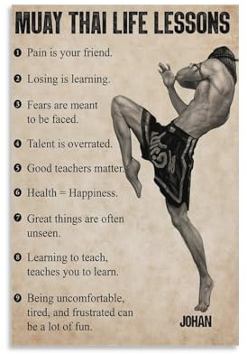 WLQZFRWV Leinwandposter Muay Thai Life Lessons, Wandkunst, Dekordruck, Gemälde für Wohnzimmer, Schlafzimmer, Dekoration, 30 x 45 cm