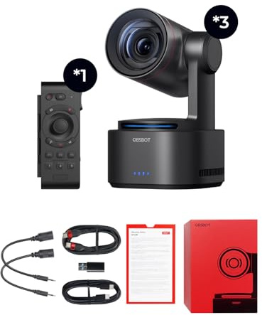OBSBOT Tail 2 PTZR NDI Camera 4K Muticam Bundle with Remote Controller, Pro AI Tracking, 1/1.5 CMOS, 50MP, 5X Optical Zoom, 12X Hybrid Zoom, SDI/HDMI/IP/USB 3.0 Output, Live Production Camera