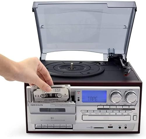 10-in-1 Retro Bluetooth Record Player,Vinyl Record Player Turntable with Built-in Speakers, FM Radio, USB Playback & Aux Input - Perfect for Music Lovers